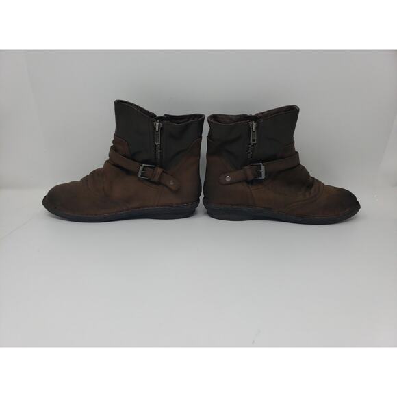 Tara M TMB1016 Brown Leather Buckle Side Zip Flat Low Boots Women's US 7.5 - Picture 5 of 8